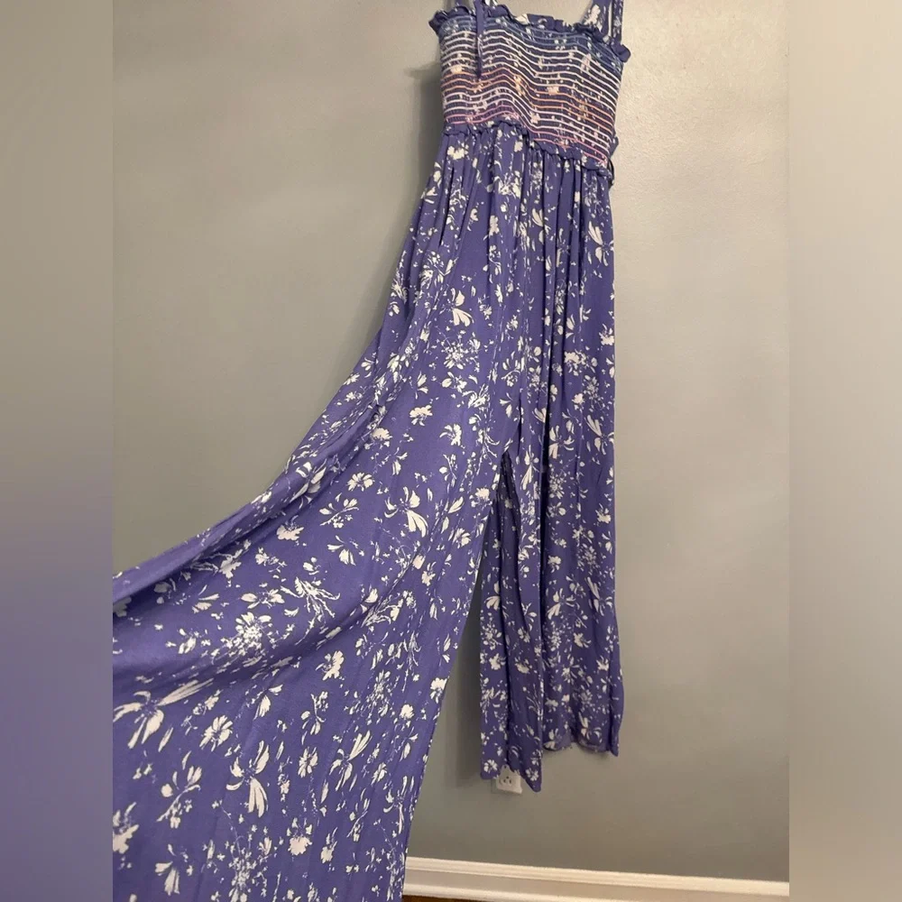Free People Purple lavender pastel Floral Maxi w
Wide Leg playsuit XS EUC - Picture 3 of 4